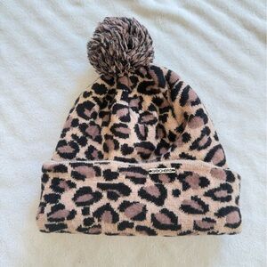 Leopard Print Pom Pom Beanie